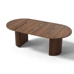 70.8 Inch Kitchen Dining Table for 6-8 People, Oval Kitchen Table with Wood Strip Base, Modern Farmhouse Large Dining Table for Kitchen Living Room