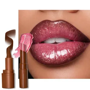 Nourishing Lip Gloss with Brown Lip Liner Lip Combo Sets, Solid Lip Gloss Jelly Lipstick High Shine, Nude Lip Kit with Lip Liner and Gloss for Women, Lightweight Long-Lasting Lipstick Makeup Gift, 01
