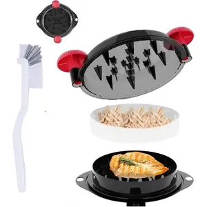 Chicken Shredder Tool Twist Large - Meat Shredder for Chicken Breast Pork Beef with Upgraded Stainless Steel Spikes  Kitchen Essentials Gadgets Wall Mounted Design (Red&Black)