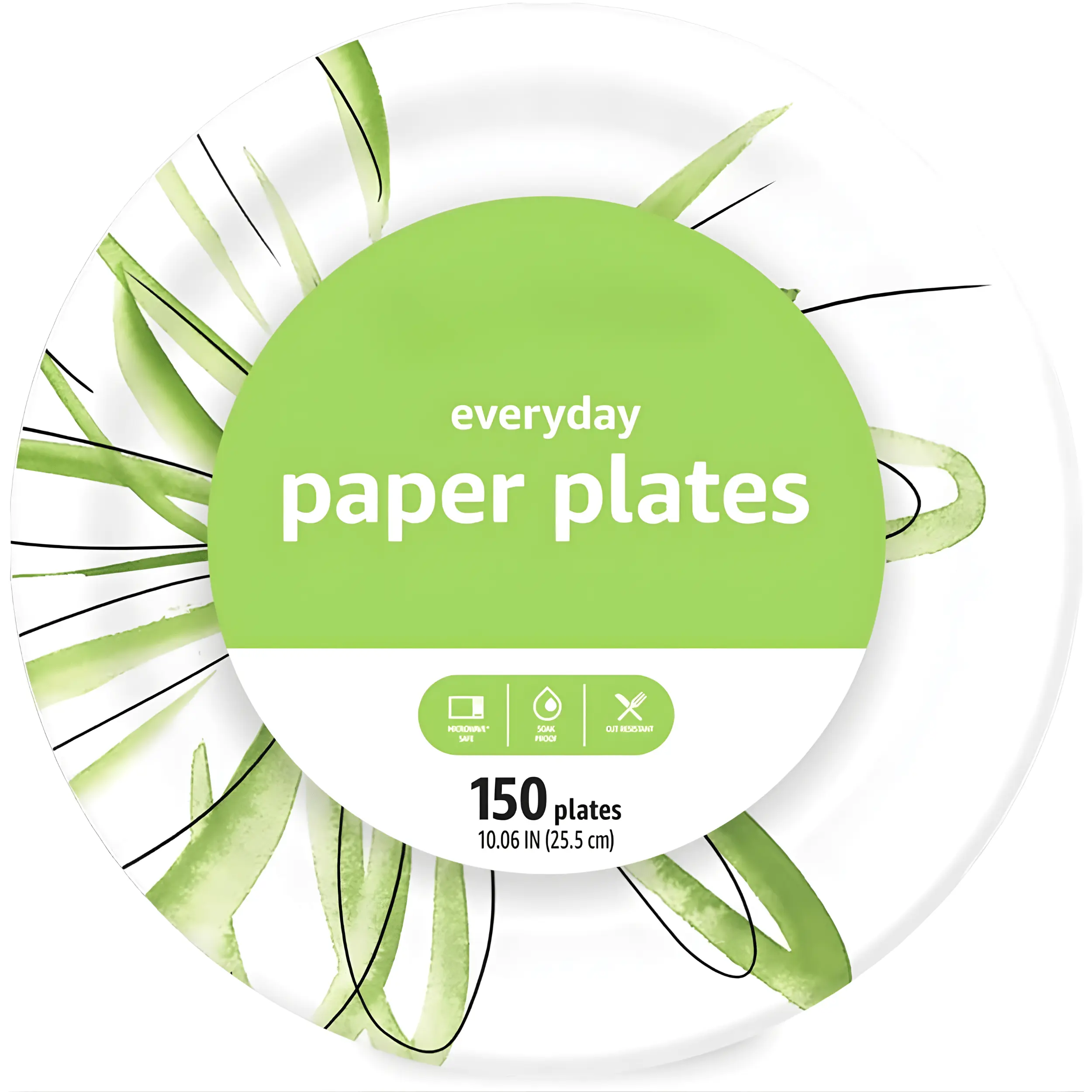 Everyday Disposable Paper Plates 10 Inch Bulk 150 Count, Heavy Duty Dinner Plates, Leak Resistant & Sturdy for Parties, BBQs, Picnics, Family Meals & Everyday Use