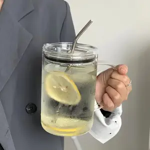 Faridabio 33.81oz Large Glass Cup with Lid & Handle - Heat-Resistant Borosilicate Insulated Tumbler for Hot & Cold Beverages, Durable Shatter-Resistant Drinkware for Iced Coffee, Tea, Juice - Office, Travel, Classroom Use - Perfect Gift for All Occasions