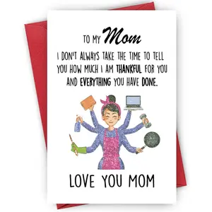 1PC Mom Multitasking Mother's Day Card, Mothers Day Card, Perfect for Mother's Day Greeting, Mom Appreciation, Sweet Message, Handmade Greeting Card for Working Moms, Custom Message Card, Thank You Cards, Stationery