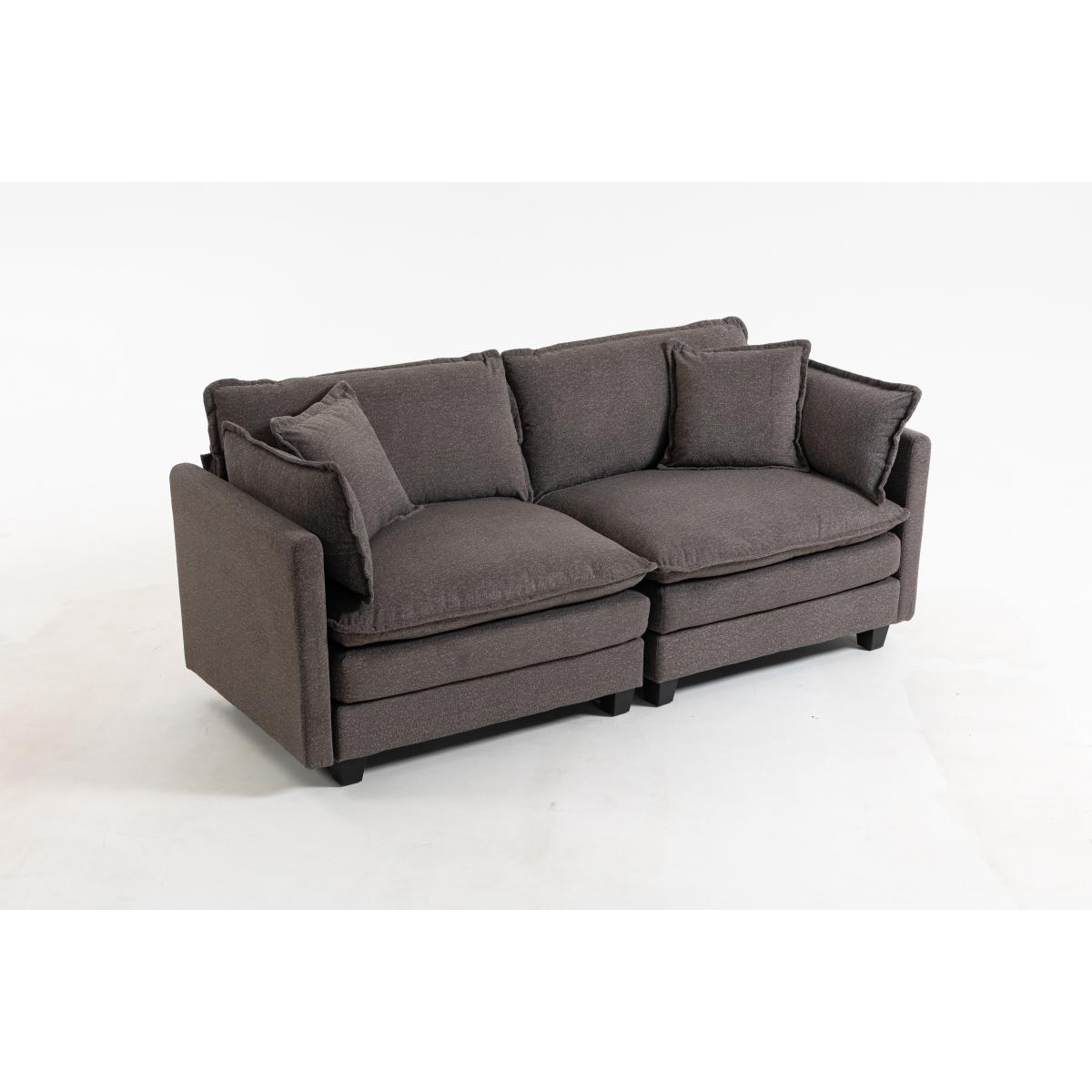 Super Sectional Sofa Couch Sleeper Sofa with Chaise Lounge 77.95 Inch 2 Seat Upholstered Sofa with Waist Pillows Modern Small Space Living Room Furniture for Apartment Guest Room Lounge in 3 Colors Comfy Seating