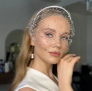 Birdcage veil with crystals, fascinator veil wedding, birdcage veils, bridal crystal headpiece, bridal headpiece, bridal accessories
