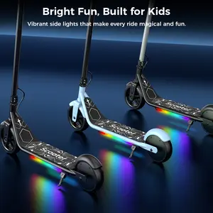 Kids Electric Scooter 10MPH Max Speed LED Display Double Brake Magnetic Charging Pedal Light 150W Motor for Ages 6-12 Black
