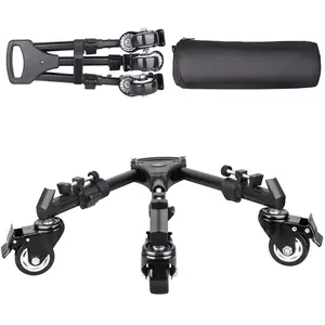 ARTCISE TD1 Camera Dolly Tripod Dolly Tripod Wheels with Larger 3-inch Rubber Wheels with Adjustable Leg Mount,Locking Wheels and Carrying Case Compatible for Heavy Duty Cameras Tripod and Lighting Equipment