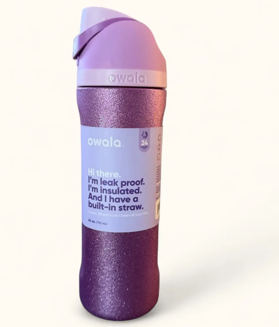 Owala One Sip 24oz Fancy Purple Glitter Water Bottle summer outings, camping, gym use, dormitory, yoga  NEW
