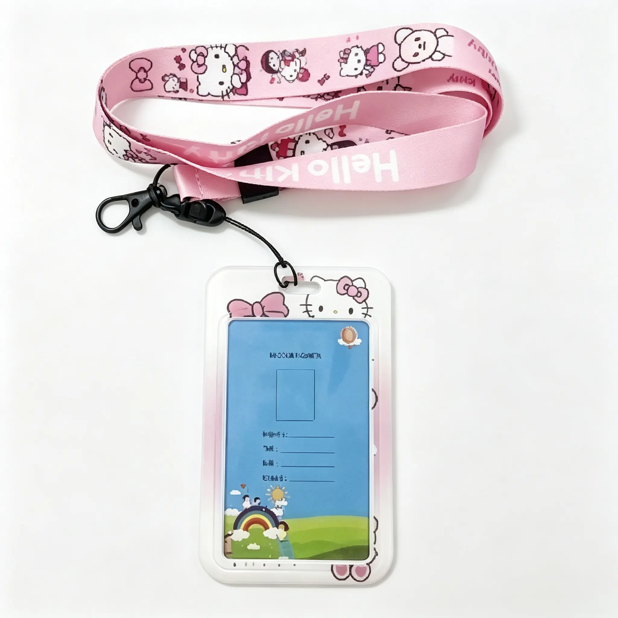 Hello Kitty Card Holder with Neck Lanyard Sanrio Licensed Cute ID Badge Wallet for School Office Girls & Women