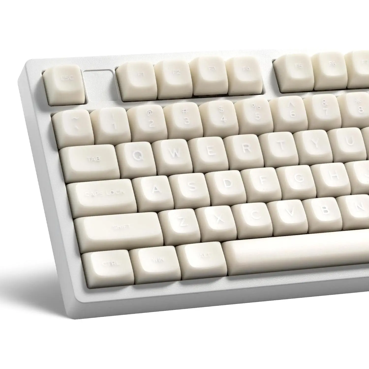 XVX Classy White Jade DIY Keycap Set - 132 Double Shot PBT Plastic MDA Profile, Abrasive & Heat Resistant Durable Keycaps for 60%/65%/75%/TKL/96%/100% US Layout Cherry MX Switches Mechanical Keyboards (Ideal for Keyboard DIY Enthusiasts)