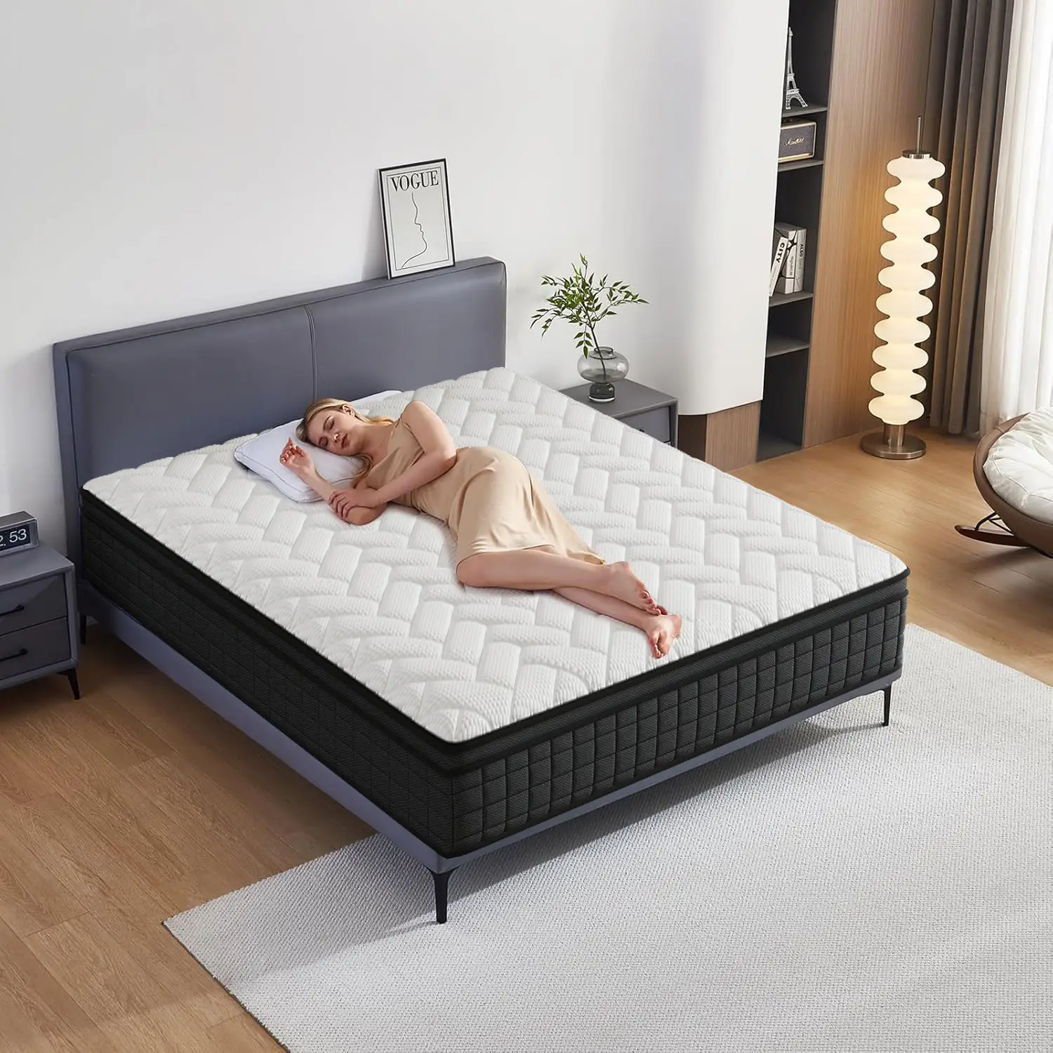 【MDZ】10/12 Inch Twin, Full, Queen, King Mattress Memory Foam And Spring, Hybrid MattressMedium Firmness, Lumbar Support, For Home Rooms Hotels, Boxed