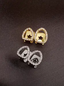 Double-piece hollowed-out star-shaped gold tooth braces set, hip-hop sparkling teeth accessory, unique Rap accessory Women, Tooth Gems