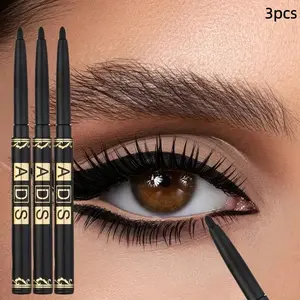 3-pack of eyeliner pencils, quick-drying and smudge-proof, long-lasting and natural, soft and smooth, easy to apply, easily creating perfect winged eyes, Cosmetic, Eye Liner Waterproof Smudge Proof