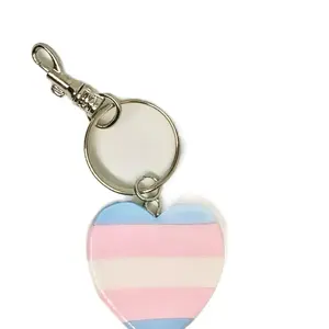 Transgender Pride Flag Heart Keychain