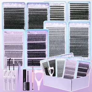 2722 Pcs High Capacity Lash Clusters Kit 10-100D D Curl Lashes Clusters Natural Look  Individual Super Thin Band DIY Cluster Eyelash Extensions Kit with Lash Bond&Seal Eyelash Glue Extension Lash Remover Tweezers Brush  Mascara Shield