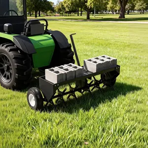GAOMON 40-Inch Black Tow Behind Lawn Plug Aerator with Gloves and Universal Hitch, Lawn Aerator Tow Behind with Steel Tines,Tray and Inflatable Wheels for Gardens, Lawns and Farms