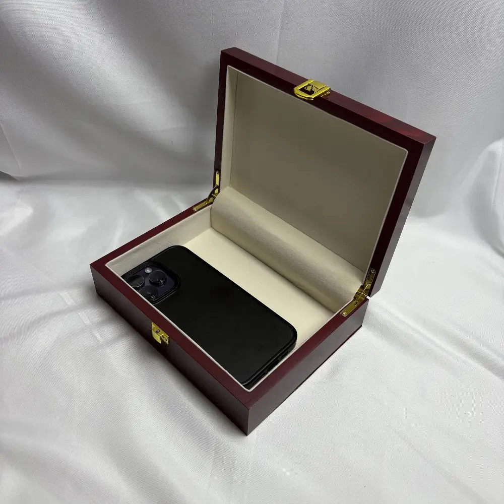 1pc retro wooden storage box, Storage Organizer, Dustproof storage box, wood grain texture, bright paint coating and soft fabric lining, suitable for jewelry storage, souvenir racks, home decoration boxes, Lockable storage boxes, Decorative Organizer Box