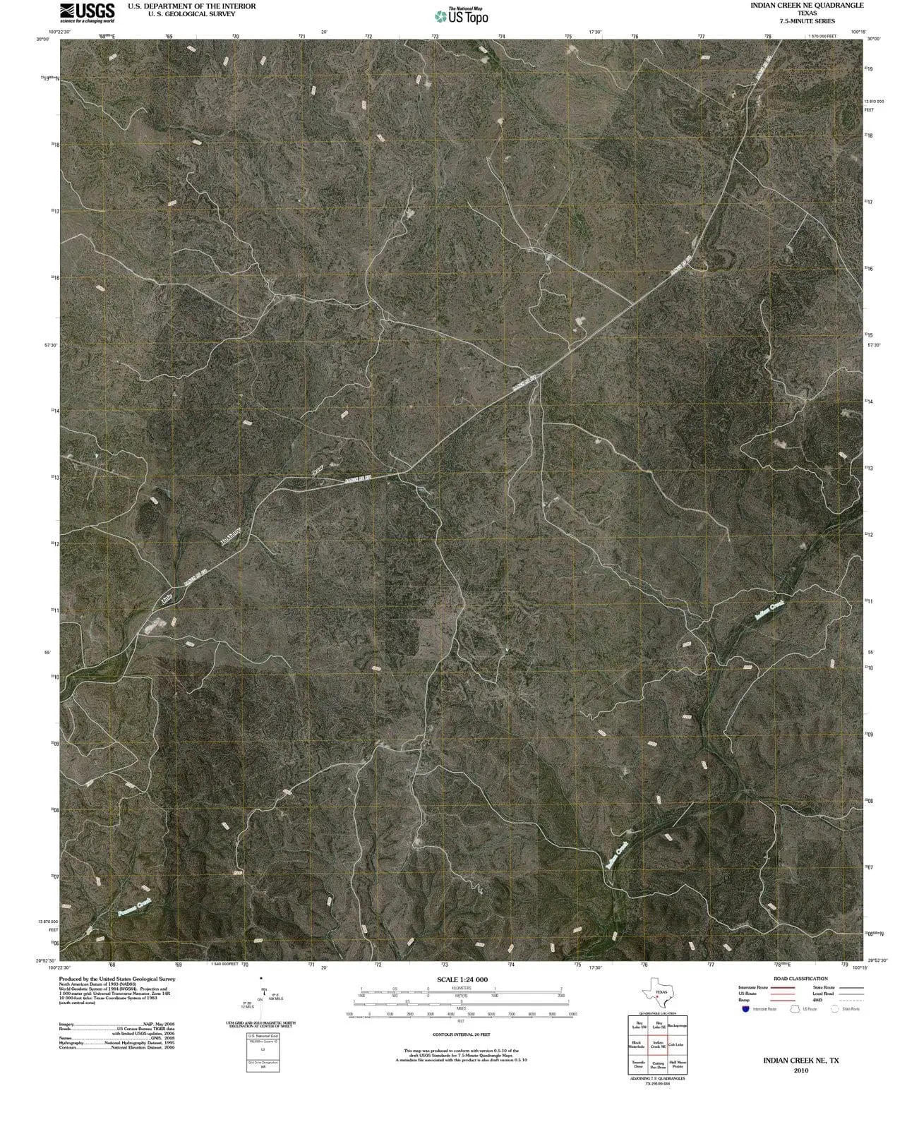 Indian Creek NE Texas USGS Topographic Quadrangle Map, 2012, 1:24000