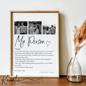 Personalised My Person Definition Poster Unframed, Custom Photo Love Poster Gift For Boyfriend Girlfriend, Romantic Anniversary Valentine Keepsake Wall Art