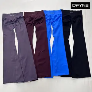DFYNE High Waisted Flare Yoga Pants Scrunch Butt Leggings Seamless Workout Pants for Women