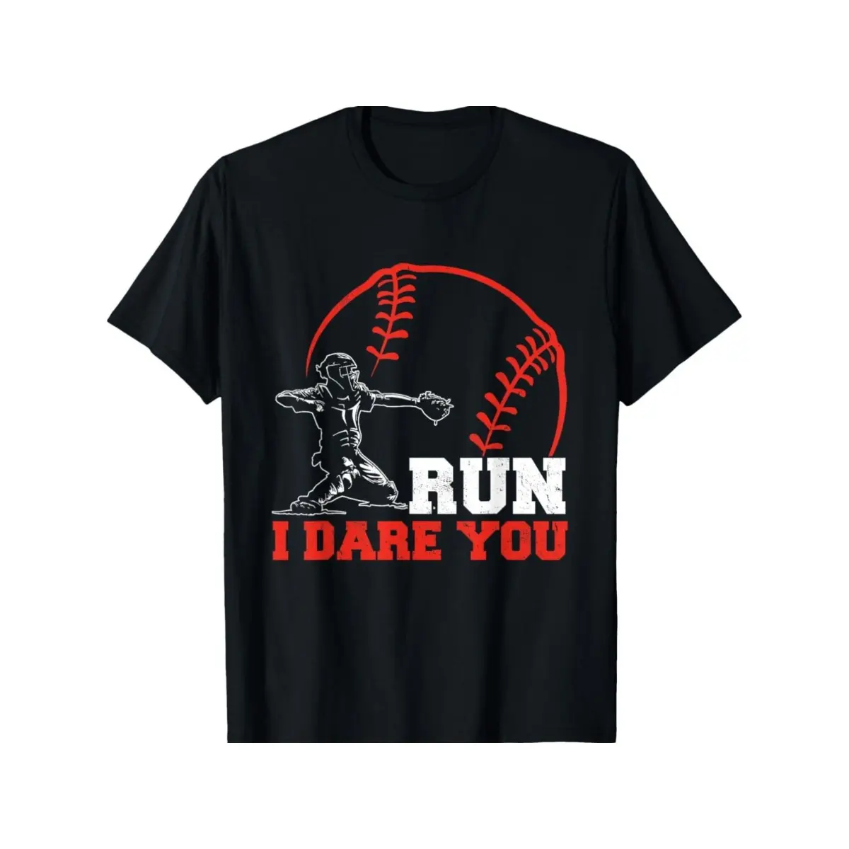 Rob I Dare You Baseball Catcher Baseball Player T-Shirt Men's Women's, Christmas Thanksgiving New Year's Birthday T-Shirt Gifts for Mom, Dad, Men's Women's Friends, Unisex Black Soft Fabric T-Shirt, 100% Cotton