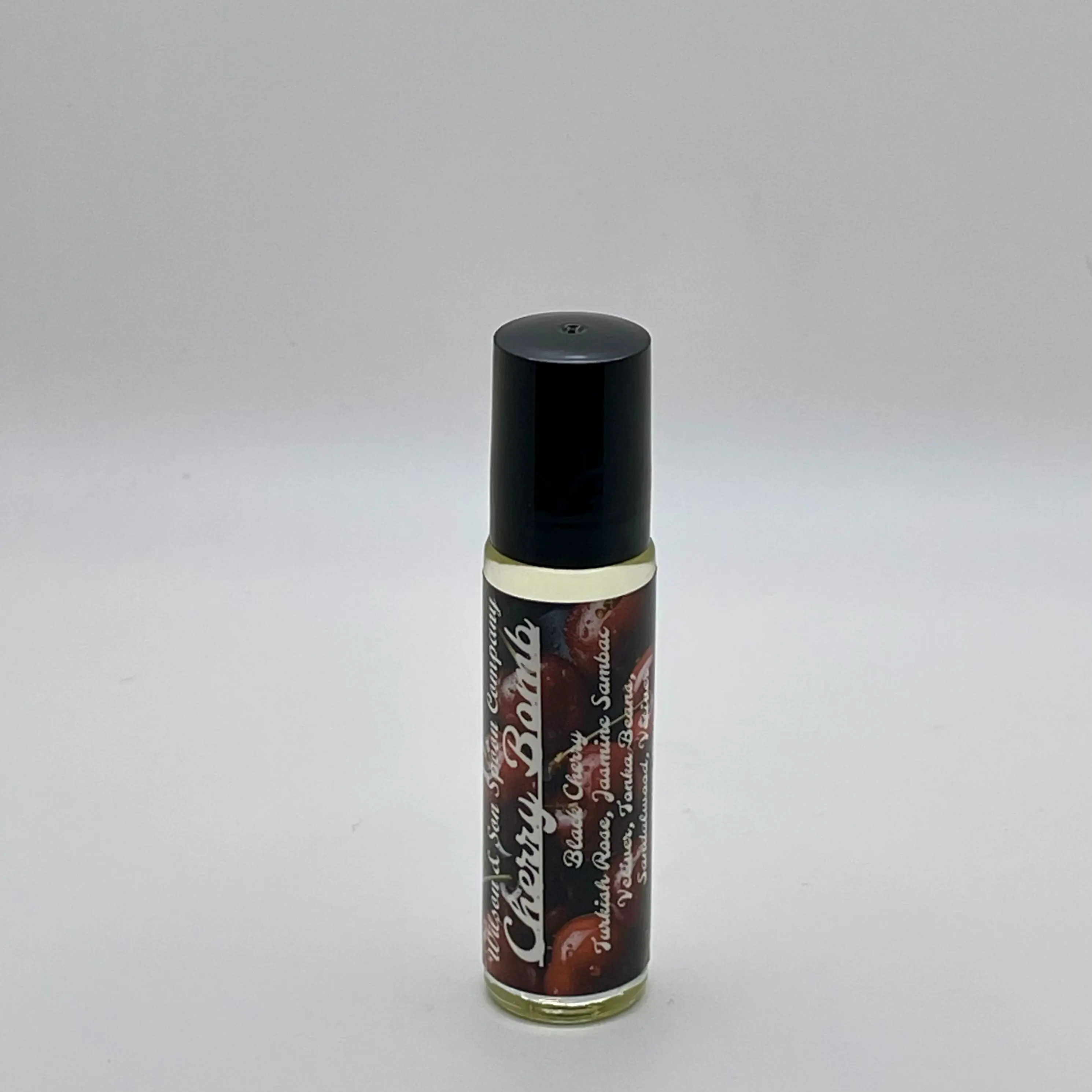 Cherry Bomb Roll-On Fragranced Body Oil with Black Cherry, Rose & Jasmine Notes - Travel Size Aromatherapy for Body Care, 10 ml, Glass Bottle, Single Drop, Scented Body Oils