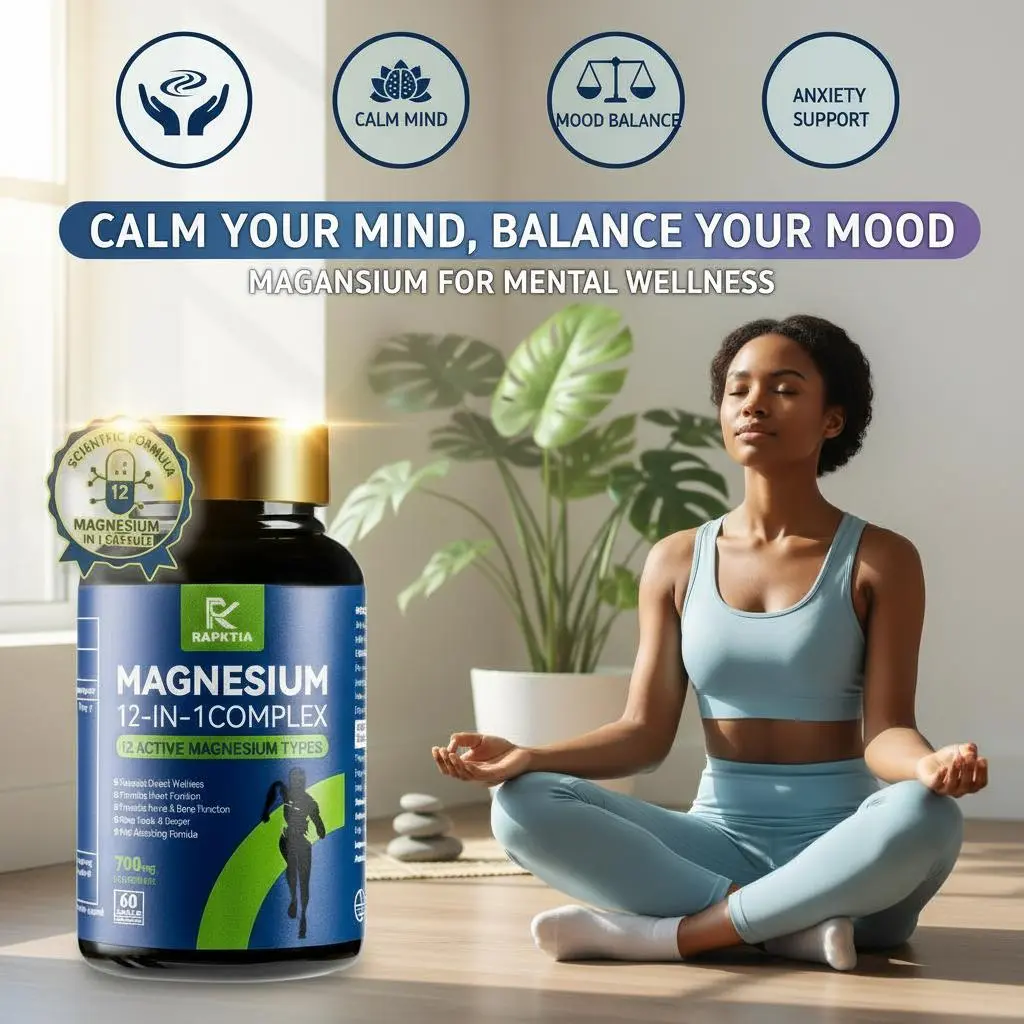 12-in-1 Magnesium Complex, Relieves Anxiety, Reduces Stress, Improves Sleep, Contains 12 Active Magnesium Types, 60 Capsules