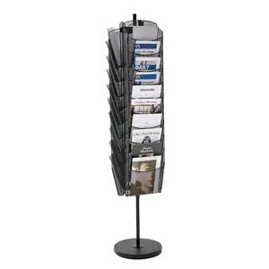 VEVOR Rotating Brochure Display Rack, Summervibes,Summervibes, 30 Pockets Mesh Magazine Literature Display Stand, Portable Floor Standing Magazine Rack, Metal Newspaper Catalog Holders for Shop Exhibitions Office Trade Show