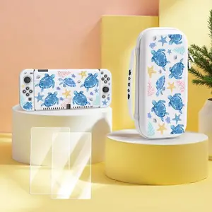 Portable Game Console Storage Bag, Travel Organizer Bag, Storage Pouch, Large Capacity Game Console Carrying Case with Tempered Film, Console Accessories for Nintendo Switch