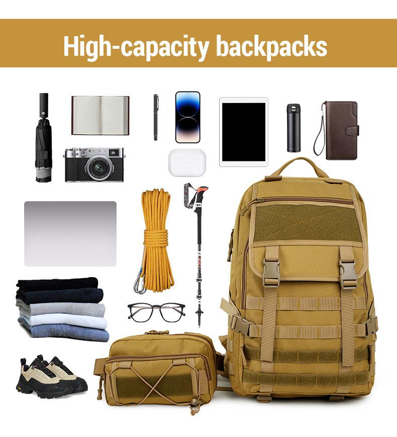 Jumahe 50L High-Capacity Male Tactical Backpack - Military MOLLE Bag with Detachable Pouch, Long-Lasting Molle Webbing System, Flexible Storage for Outdoors Hiking