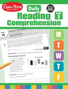 Evan-Moor Daily Reading Comprehension, Grade 3 - Homeschooling and Classroom Resource Workbook, Reproducible Worksheets, Teaching Edition