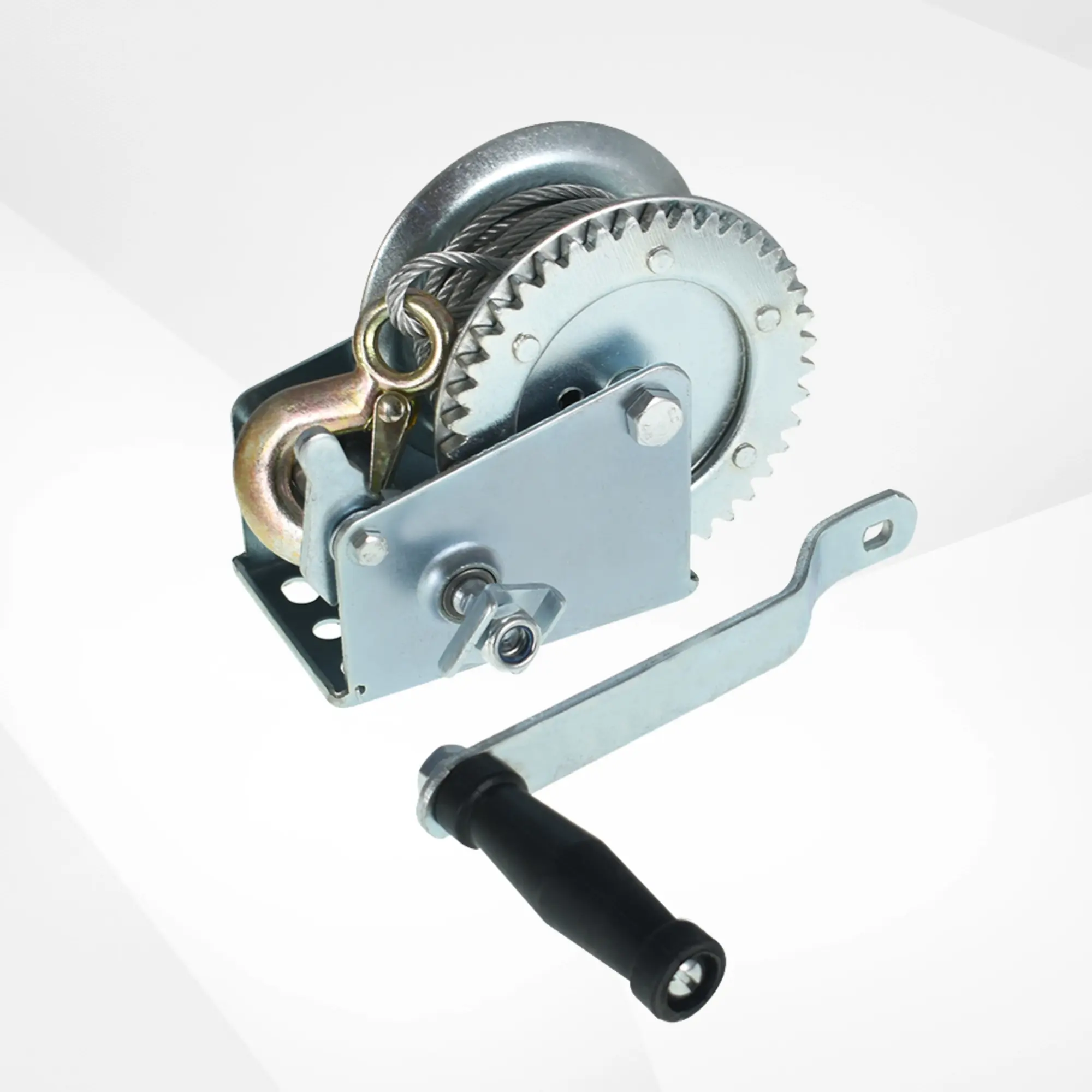 findmall Boat Trailer Winch 1200/1500/1600lbs with 10m 32ft Steel Cable, Crank Cable Gear Winch with Hook, Heavy Duty Hand Winch with 4:1 Ratio for Boat, Trailer