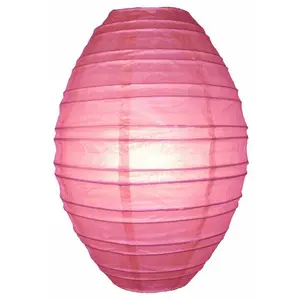 Fuchsia / Hot Pink Kawaii Unique Oval Egg Shaped Paper Lantern, 10-inch x 14-inch
