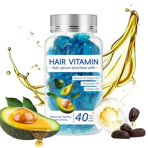 Multi-Vitamin Hair Essence 40 Capsules, Rich in Vitamins A C E Pro B5, Avocado & Argan Oil,  free of washing, Smooth out frizz and split ends, Moisturizes, make the hair soft and shiny, suitable for all hair qualities.