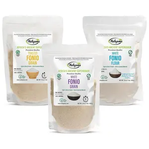 Nafajama Pack of 3 Premium Gluten-Free Fonio | White Fonio Grain, Toasted Fonio Grain & White Fonio Flour | Ancient African Supergrain | All-Natural, Non-GMO, Vegan, High-Fiber Superfood