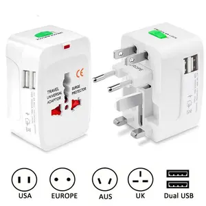 1Count Universal Travel Adapter, Surge Protector Outlet, Power Strips, Universal Socket, 2USB Ports, 110V-240V Power Supply, For 350+ Countries Plugs, International Plug, All-In-One Wall Charger, Compatible For Laptops & Small Electronics, Usb Multi Plug