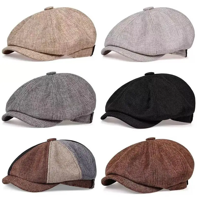 Vintage Peaky Blinders Newsboy Cap for Men, British Style Structured Octagonal Hat, Breathable Acrylic Casual Outdoor Accessory, Casual Outdoor Hat, Structured Hat