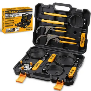 ELEAD 9-Piece Oil Filter Wrench Tools Set - Sturdy Stainless Steel Band, Versatile Sizes, Universal Adjustable, Effective Pliers, Complete Automotive Disassembly Tool Kit