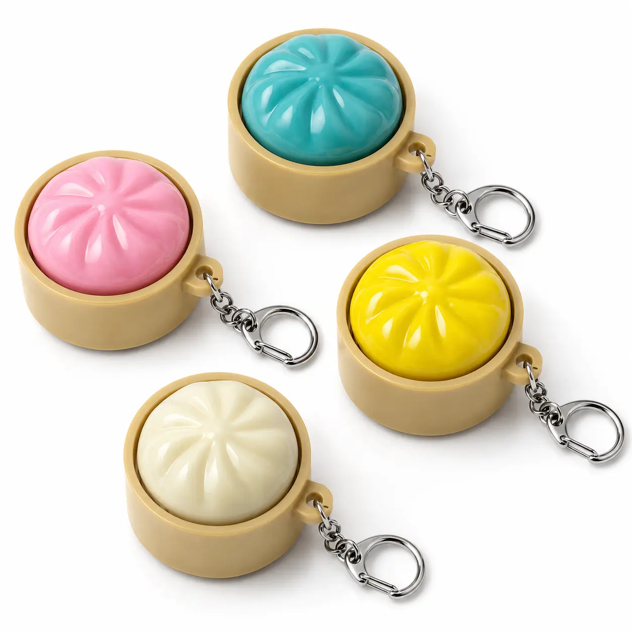 Light Up Dumpling Keyboard Fidget Toy Keychain with Crisp Clicky Sound Mechanical Keyboard Press Stress Relief Desk Toy