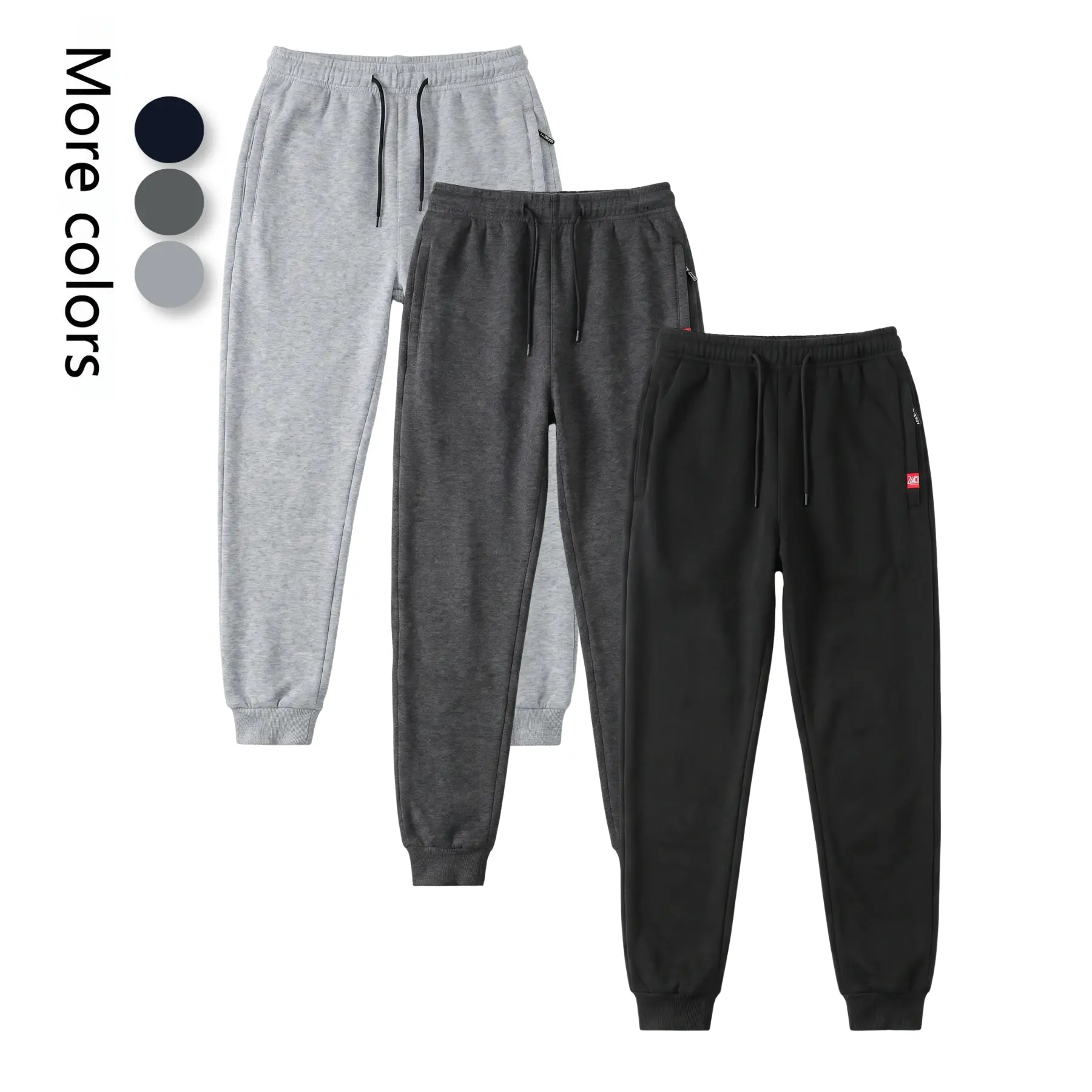 Men's Tapered Jogger Sweatpants, Slim Fit Athletic Workout Pants with Secure Zipper Pockets and Adjustable Drawstring Waist, Sneakers