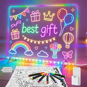 Mother Day Led Note Board with Co-l-ors,16''Drawing Tablet,6 Modes & 8 Co-l-ors Light Up Drawing Board,Kids Toy with 13 Light Effects,Birthday Holiday Day Gifts for Girls & Boys Age 3+,Tracing Book（White）
