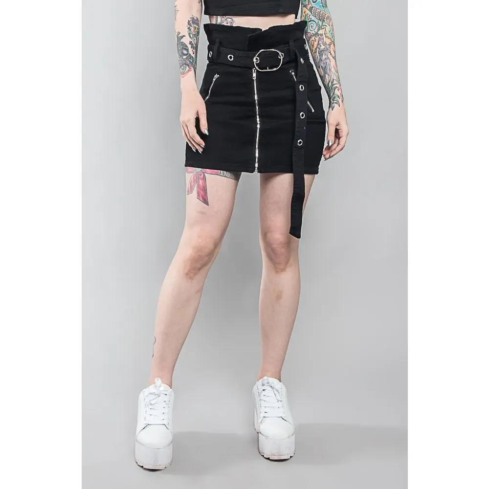 Zippered Skirt with Buckle