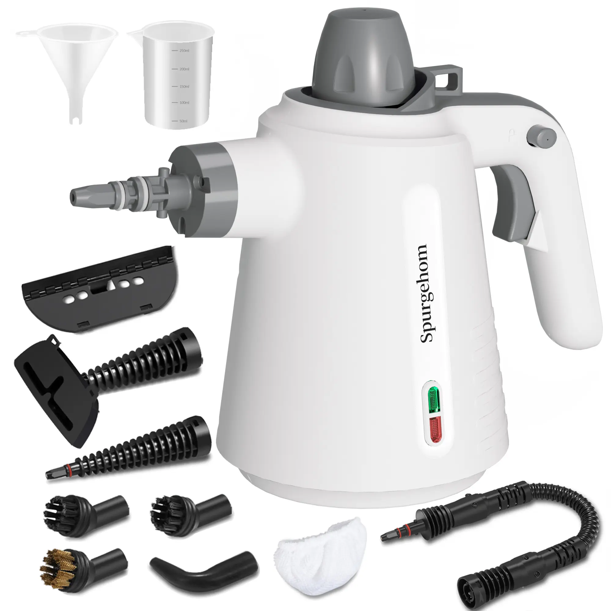 Spurgehom Pressurized Handheld Steam Cleaner - 350ml Lightweight Aluminum Alloy Home Appliance, 11pcs Tools for Car Detailing & Housekeeping, Corded Non-Bleach Crevice-Handled Steamer Steam Cleaners, Handheld Steam Cleaners