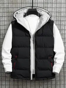 Men's versatile hooded casual vest, thick warm sleeveless jacket suitable for cold weather and everyday wear Oversize