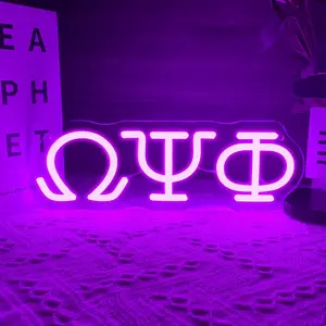 Omega Psi Phi Neon Light - USB Powered Greek Lettering Wall Decor For Home & Party, Perfect Gift For Fraternity Members