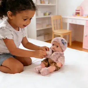 12-inch lifelike silicone doll Realistic doll, the perfect gift for children Vinyl doll, children's soft toy, birthday present, girl's hand puppet, Christmas and Halloween gift, Soft Stuffed Figure