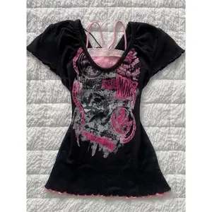 Gothic T shirt Pink Femme Short sleeve Streetwear Hip Hop Vintage 90s Clothes Women T shirts Graphic Tee Y2k Aesthetic Crop Top Womenswear Tshirt Summer Casual(Raincoats)(Sheets)