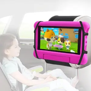 Tablet Holder, Headrest Mount Holder for   Seat with  Holding Net and Anti-Slip Strap,Angle-Adjustable Fits All 7-12.9" Tablets