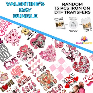 15 Pack Valentine’s Day Mystery DTF Ready to Press Heat Transfers