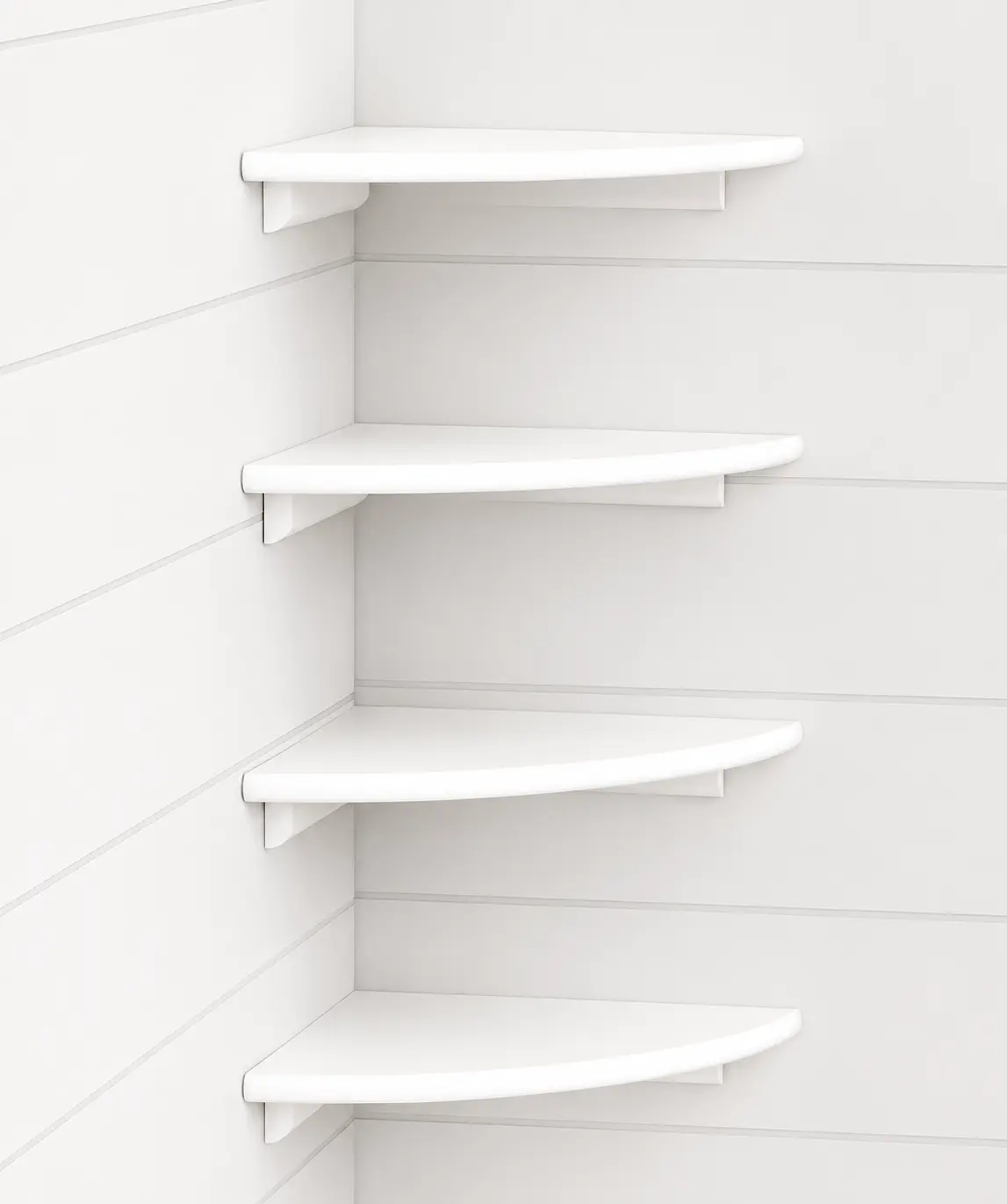 Set of 4, White Corner Floating Shelves for Wall,  Rounded Corner Shelves Wall Mounted (Set of 4, White )
