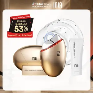 INIA GLACE Microcurrent Lymphatic Drainage Beauty Device | EMS Microcurrent-Activated Deep Drainage with Red & Blue Light, Thermal & Cryo Therapy for Instant De-Puff, Snatched Lift, Face & Neck Sculpting, Summer Beauty Gift Ideas